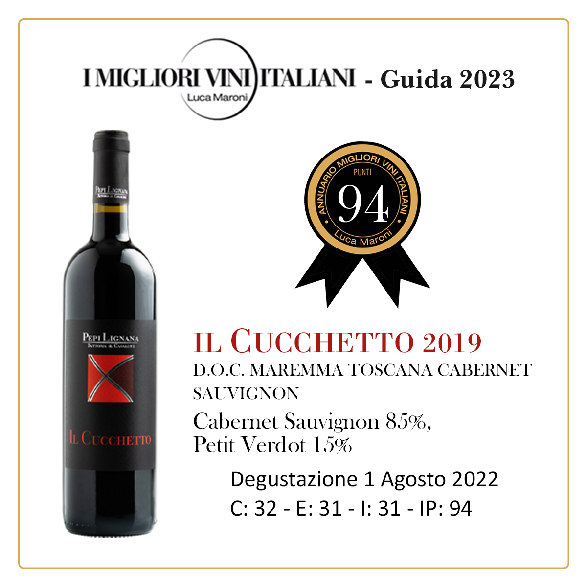 Luca Maroni Annuario Migliori Vini Guida 2023 Il Cucchetto Pepi Lignana Wine